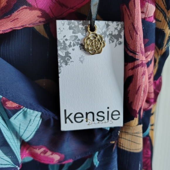 Kenzie Tropical Floral Faux Wrap Dress Sz 14 - Picture 8 of 9